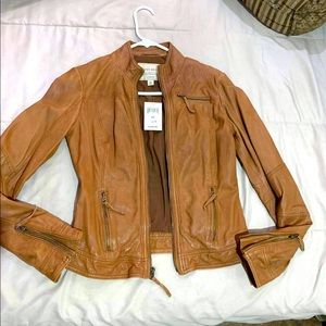 Lucky brand leather biker motorcycle leather jacket